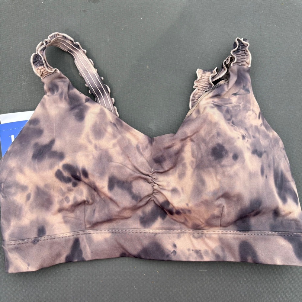 JoyLab Womens Low Support Athletic Bra Iron Spray Dye‎ Ruffle Strap Large NEW